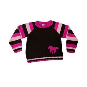 Bamba Kid's Girl's Sweatshirt Pink and Brown Striped Long Sleeve Size 6X